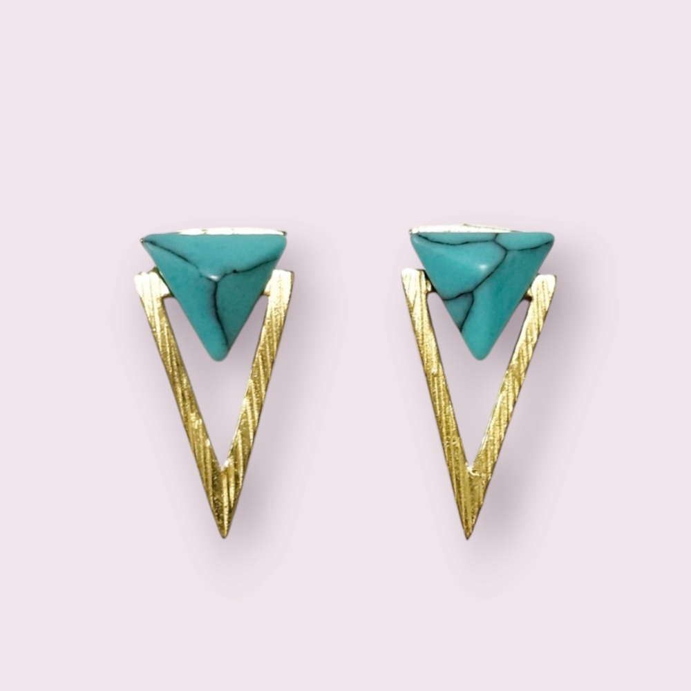 NEW Turquoise Sterling Silver Trillion Earrings